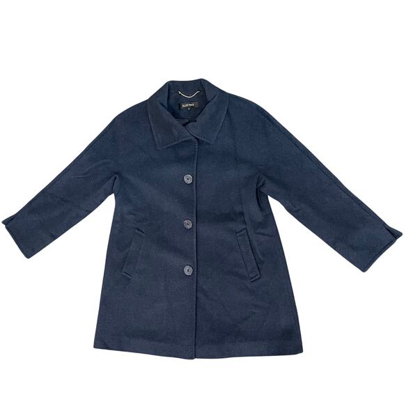 Ellen Tracy Winter Pea Coat Button Front Longline Wool Angora Women's 12 Navy - Picture 3 of 16